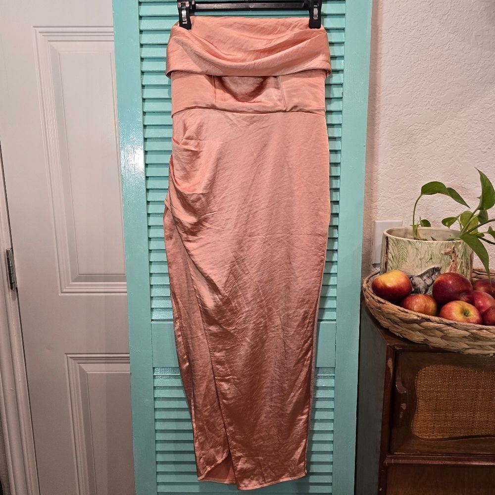 Elegant Peach Satin Dress